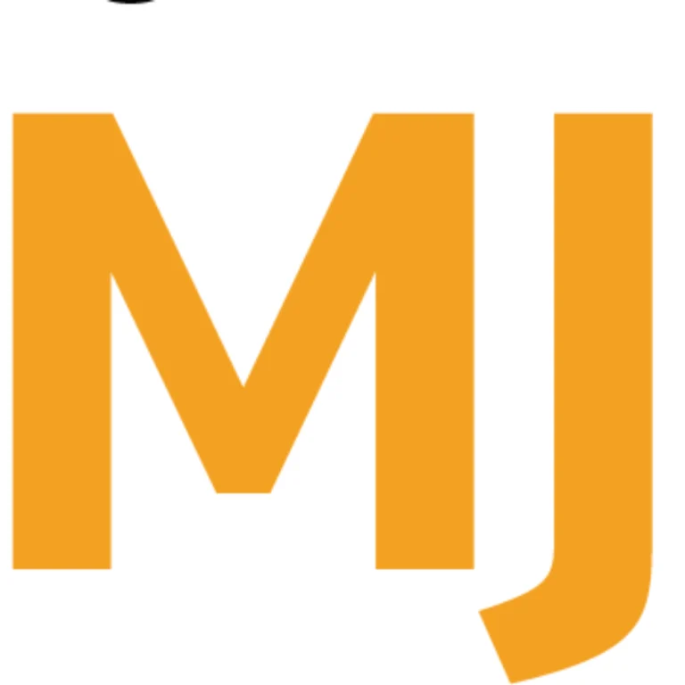 Large orange letters 'MJ' on a white background, representing MJBizcon logo.