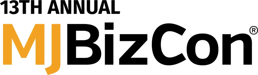 Logo for MJBizcon 13th annual event, featuring bold typography and a professional design.